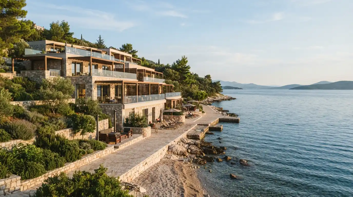 Malinska Hotel Pinia overlooking the Adriatic coast on Krk Island, Croatia
