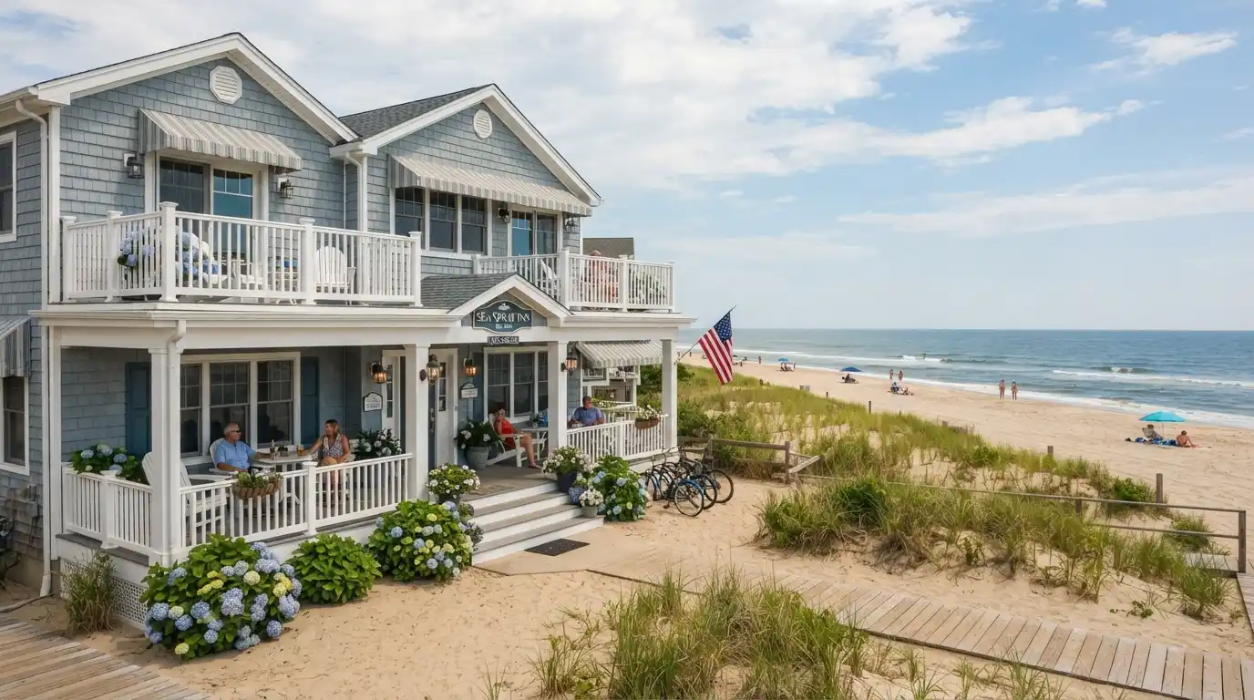 Beachside hotel accommodation near the shore in Ship Bottom on Long Beach Island