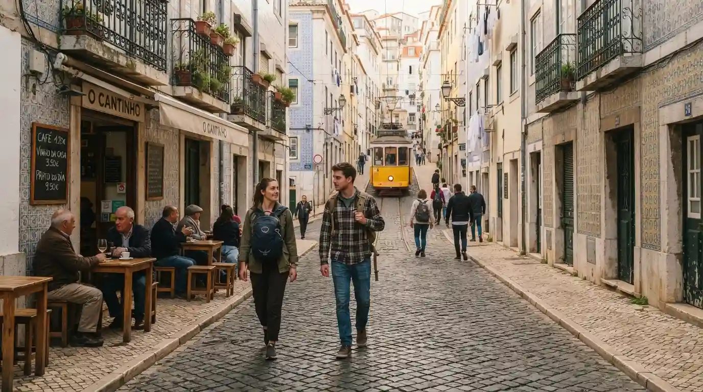 Affordable European city street for budget travelers