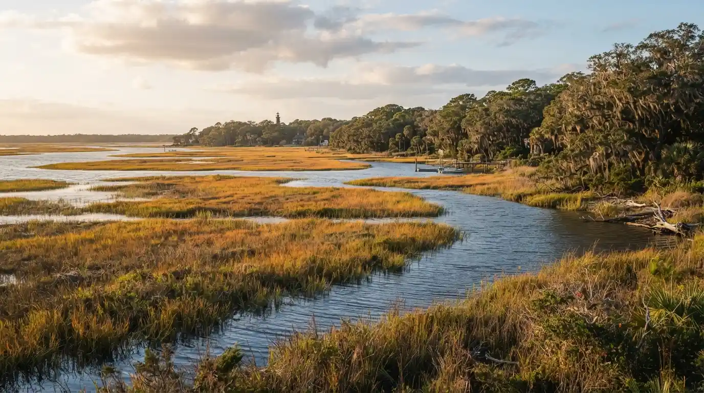 Scenic coastal marsh landscape in the Coastal Plain of Georgia