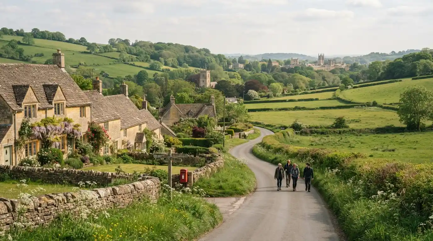 Picturesque English village and countryside near Bath and Bristol