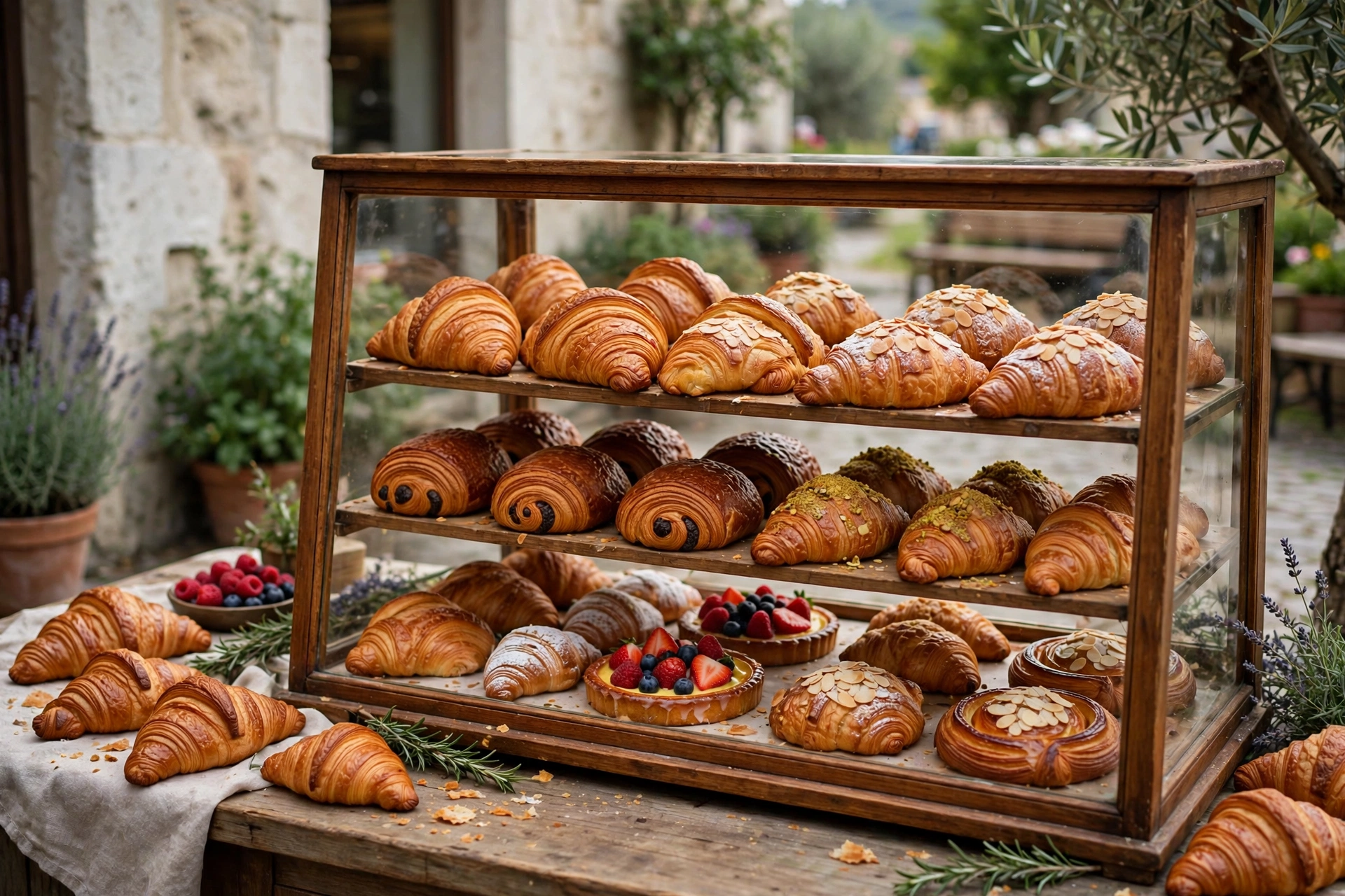 Fresh-baked golden croissants at a San Francisco bakery