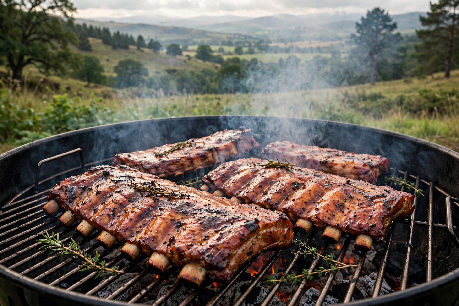 Slow-smoked Texas BBQ ribs with a caramelized bark