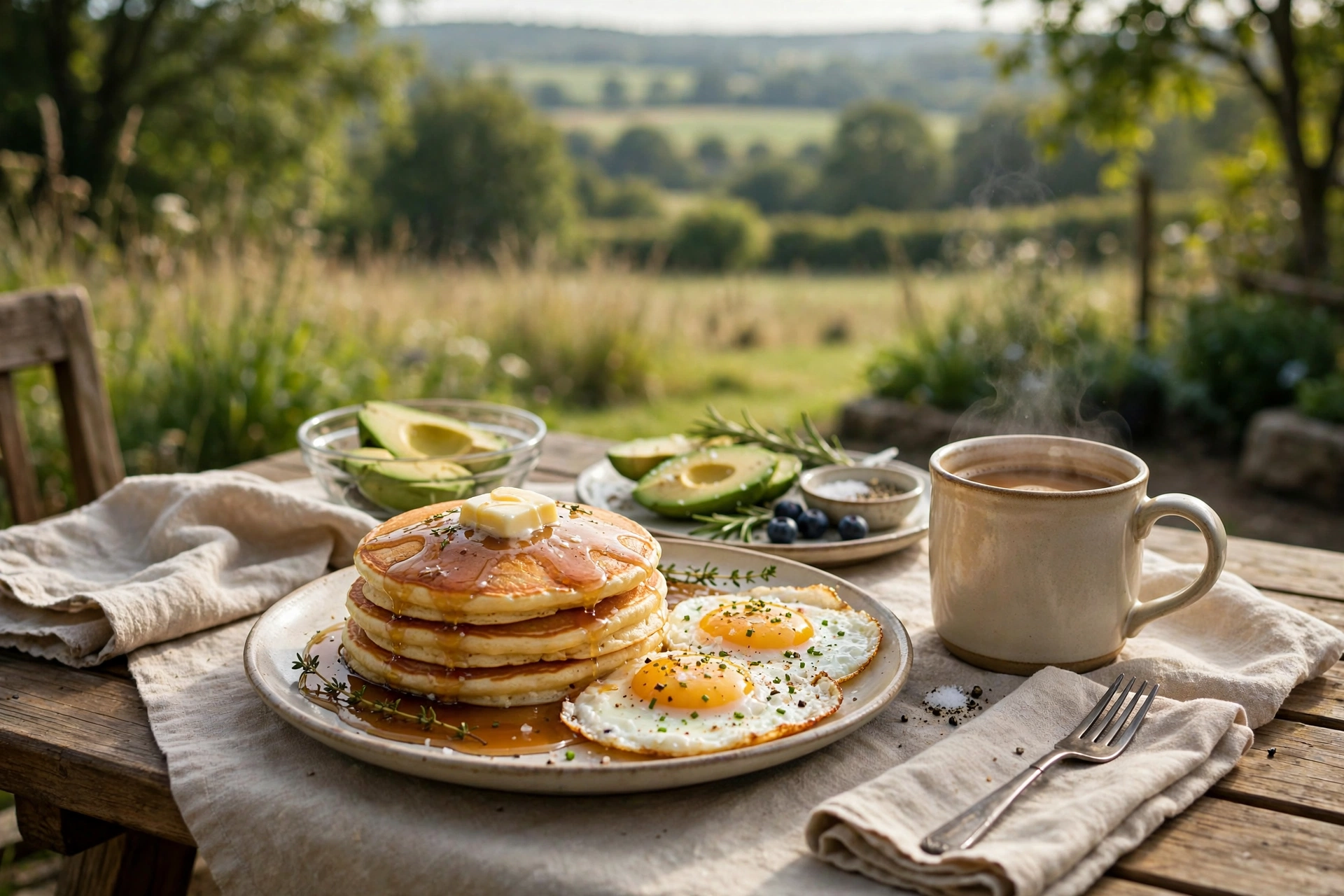 Best brunch in Austin Texas with pancakes and a full breakfast spread