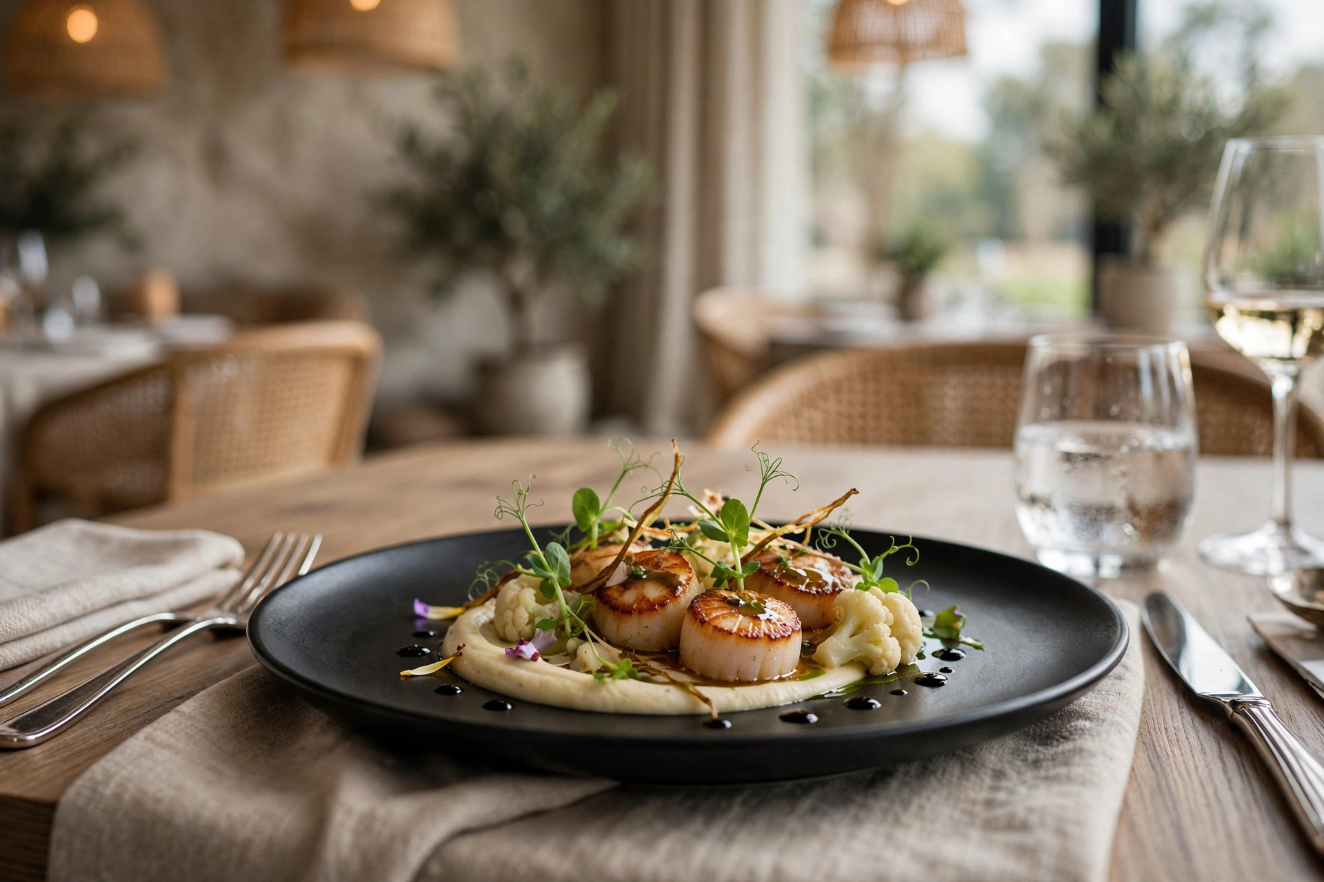 Elegant fine dining plating in New York City